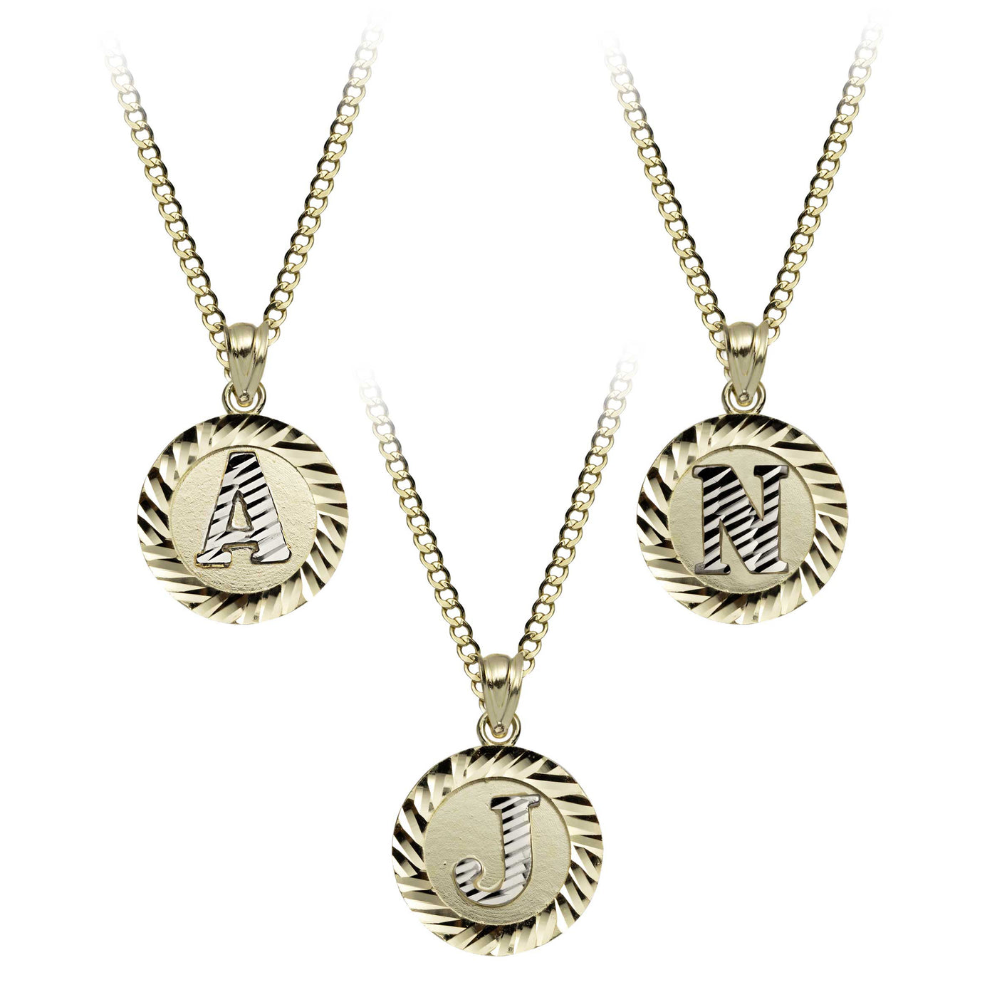 1" Women's Diamond-Cut Initial Pendant Necklace 10K Yellow Gold