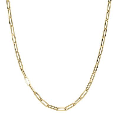 Paperclip Chain Necklace 14K Gold - Solid