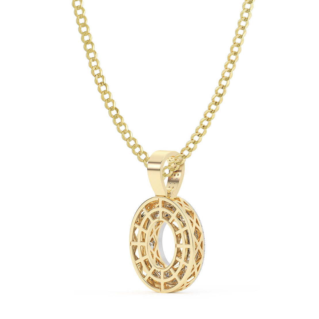 Women's Diamond "O" Initial Letter Necklace 0.38ct Solid 10K Yellow Gold