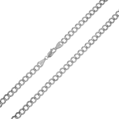 Miami Curb Link Chain Necklace 14K White Gold - Solid