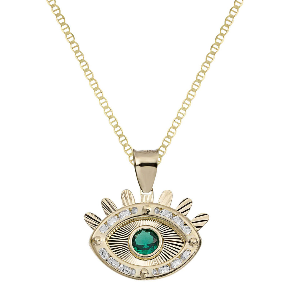 Evil Eye Pendant Necklace with Blue Sapphire and Diamond for Women - AAA  Quality, 14K Yellow Gold - Walmart.com