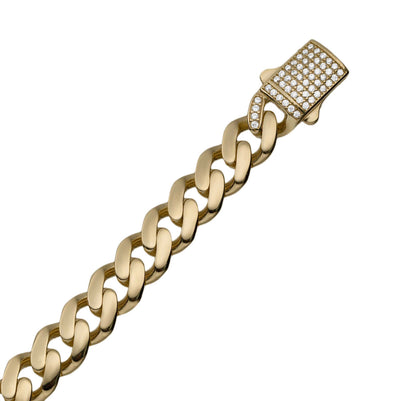 CZ St. Jude Cuban Link Chain Bracelet Solid 10K Yellow Gold
