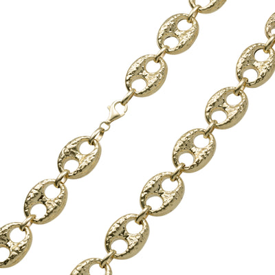 Nugget Puffed Gucci Link Chain Necklace 10K Yellow Gold - Hollow