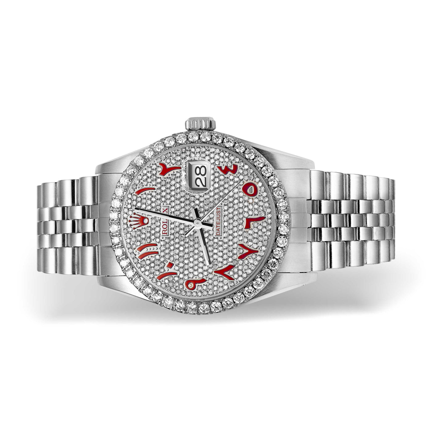 Rolex Datejust Diamond Bezel Watch 36mm Red Arabic Numeral Dial | 2.60ct