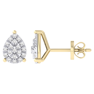 Women's Miracle Plate Pear Shaped Diamond Stud Earrings 0.10ct 14K Gold