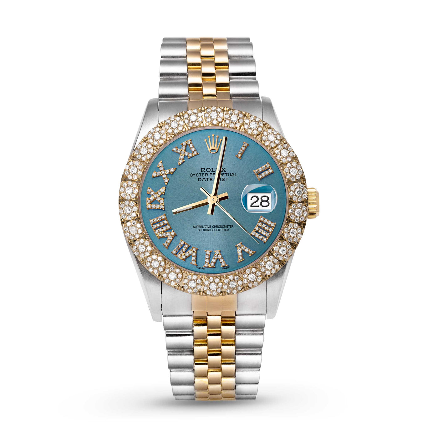 Rolex Datejust Diamond Bezel Watch 36mm Blue Roman Dial | 2.25ct