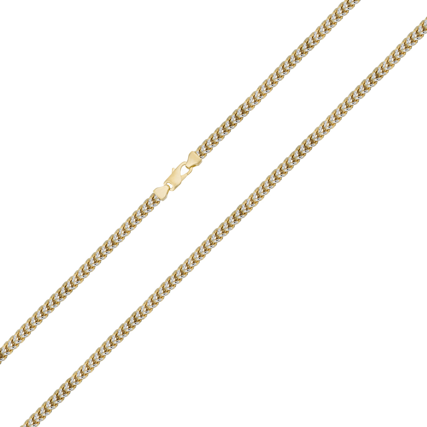 Pave Franco Chain Necklace 10K Yellow White Gold - Hollow