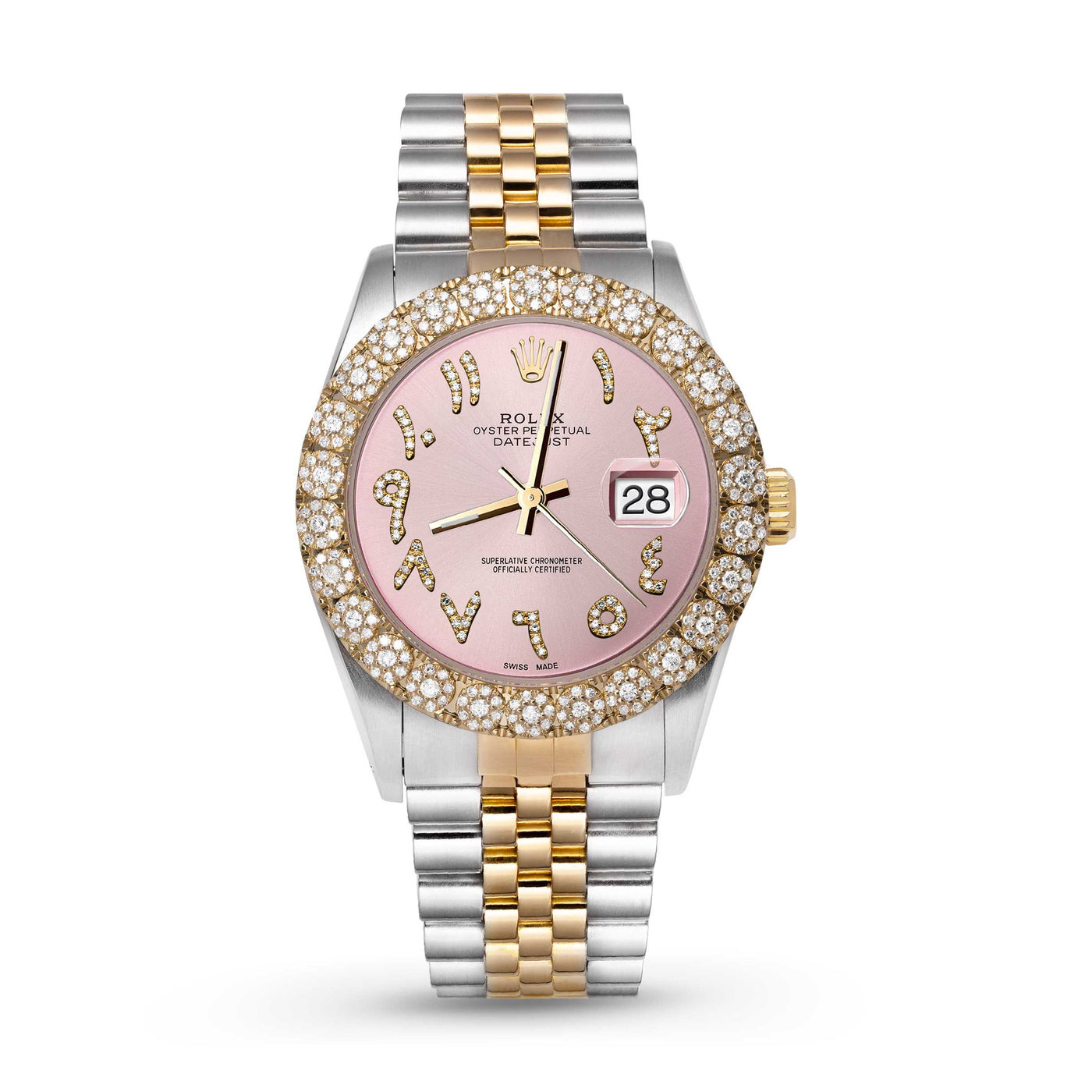 Rolex Datejust Diamond Bezel Watch 36mm Pink Arabic Numeral Dial | 2.25ct