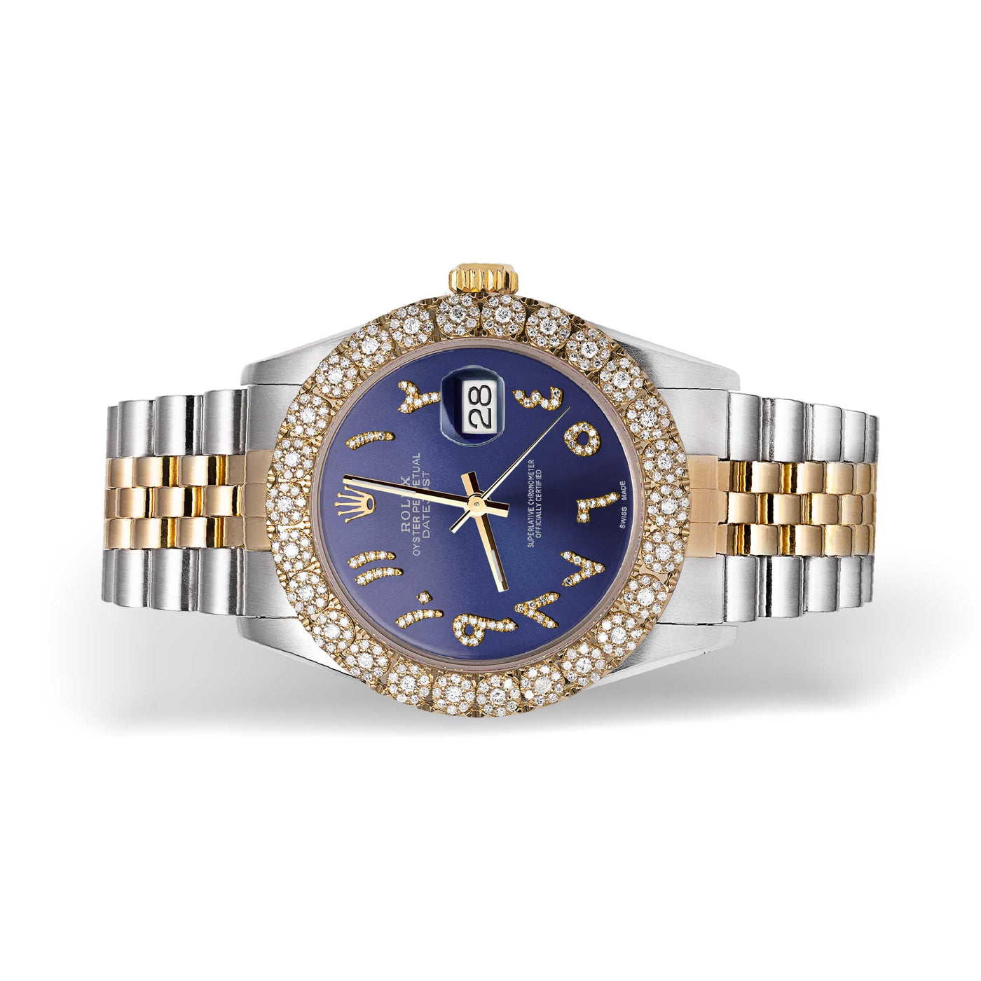 Rolex Datejust Diamond Bezel Watch 36mm Bright Blue Arabic Dial | 2.25ct