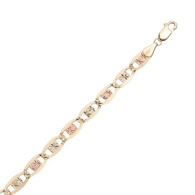 Women's Valentino Link Chain Necklace 10K Tri-Color Gold