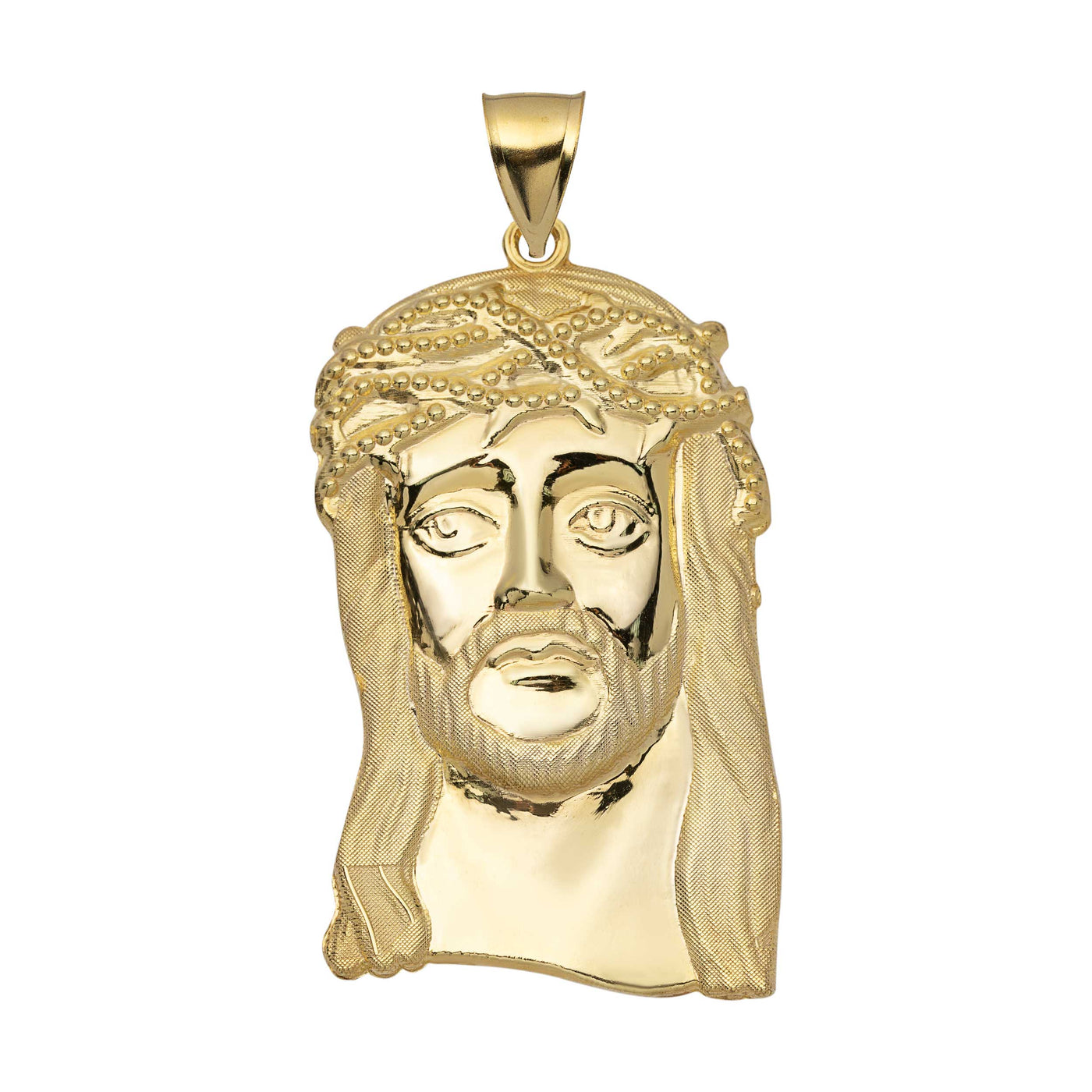 Textured Face of Jesus Pendant 10K Yellow Gold