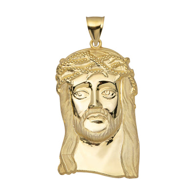 Textured Face of Jesus Pendant 10K Yellow Gold