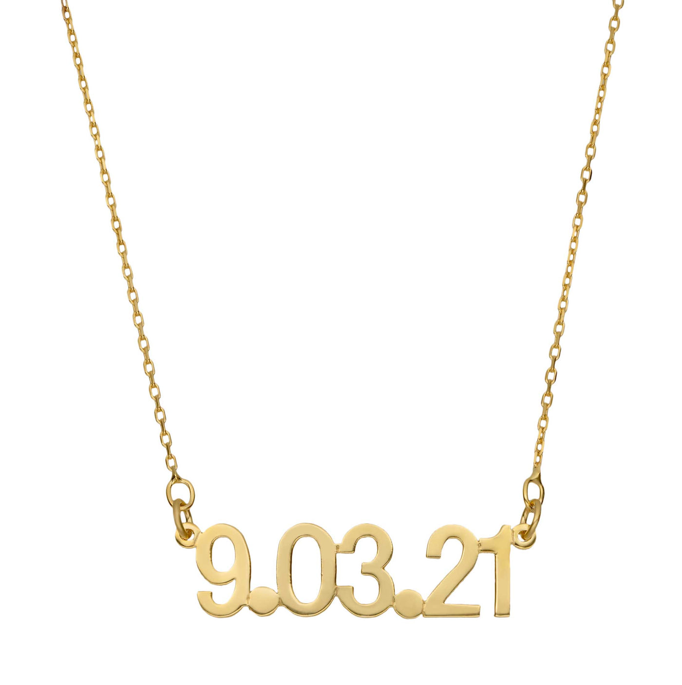 Ladies Shiny Date Necklace 14K Gold - Style 176