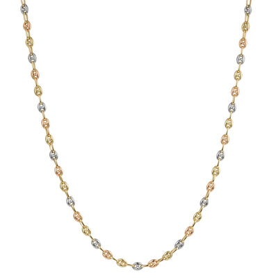 5mm Puffed Gucci Link Chain Necklace 14K Tri-Color Gold