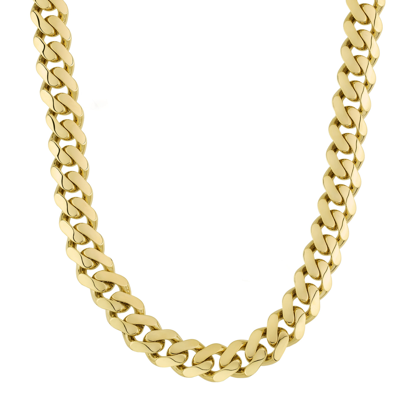 Men's Monaco Chain Miami Cuban Link Chain Necklace 10K Yellow Gold - Hollow