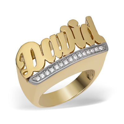 Diamond Name Ring 14K Yellow Gold - Style 33