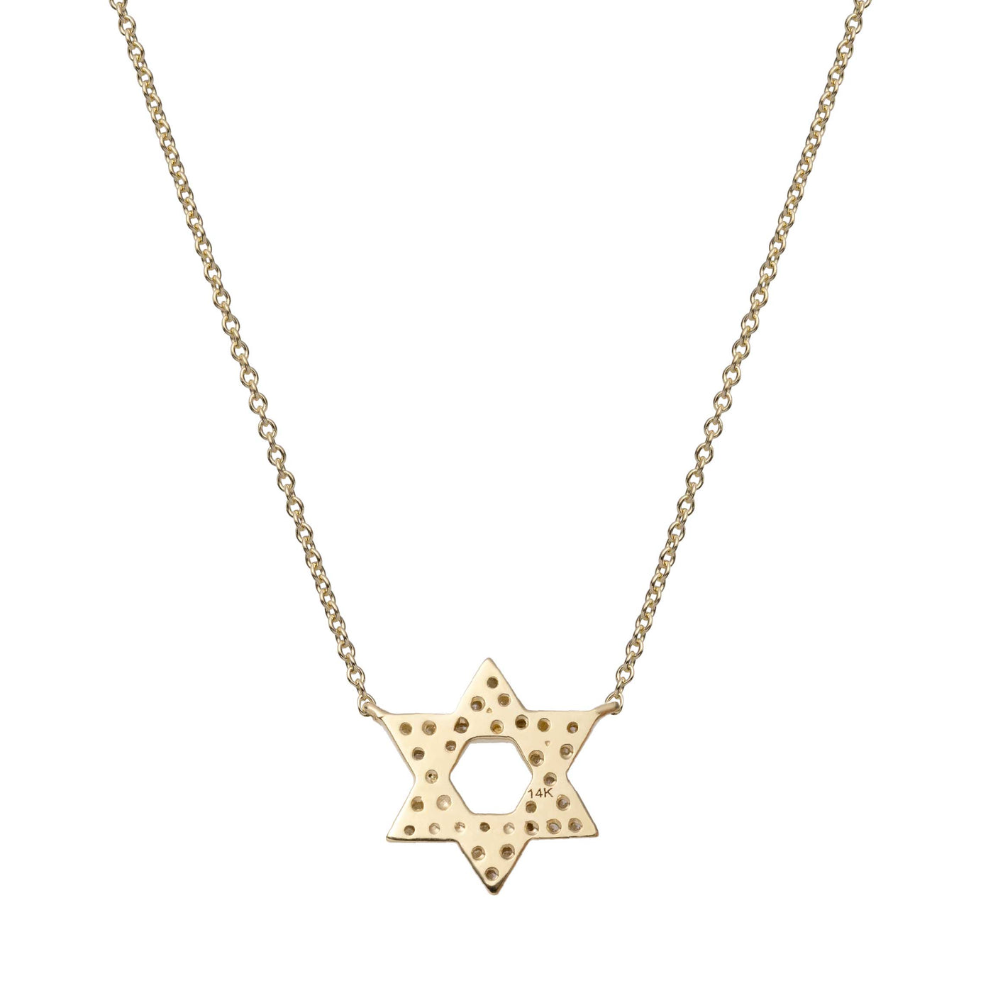 Star of David Diamond Necklace 0.12ctw 14K Yellow Gold