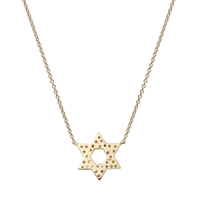 Star of David Diamond Necklace 0.12ctw 14K Yellow Gold