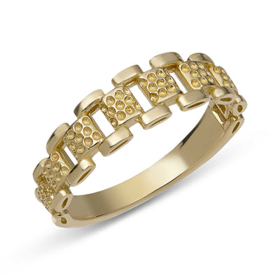 Railroad Link Ring 10K Yellow Gold