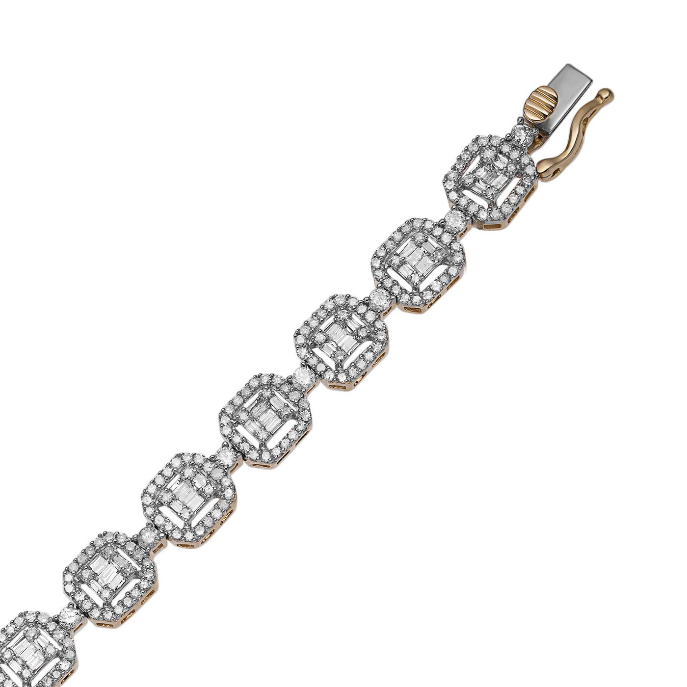 Baguette-Cut Diamond 4.65ctw Bracelet 10K Yellow White Gold