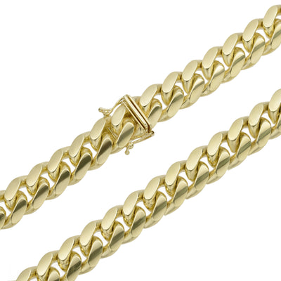 Miami Cuban Link Chain Necklace 10K & 14K Yellow Gold - Solid
