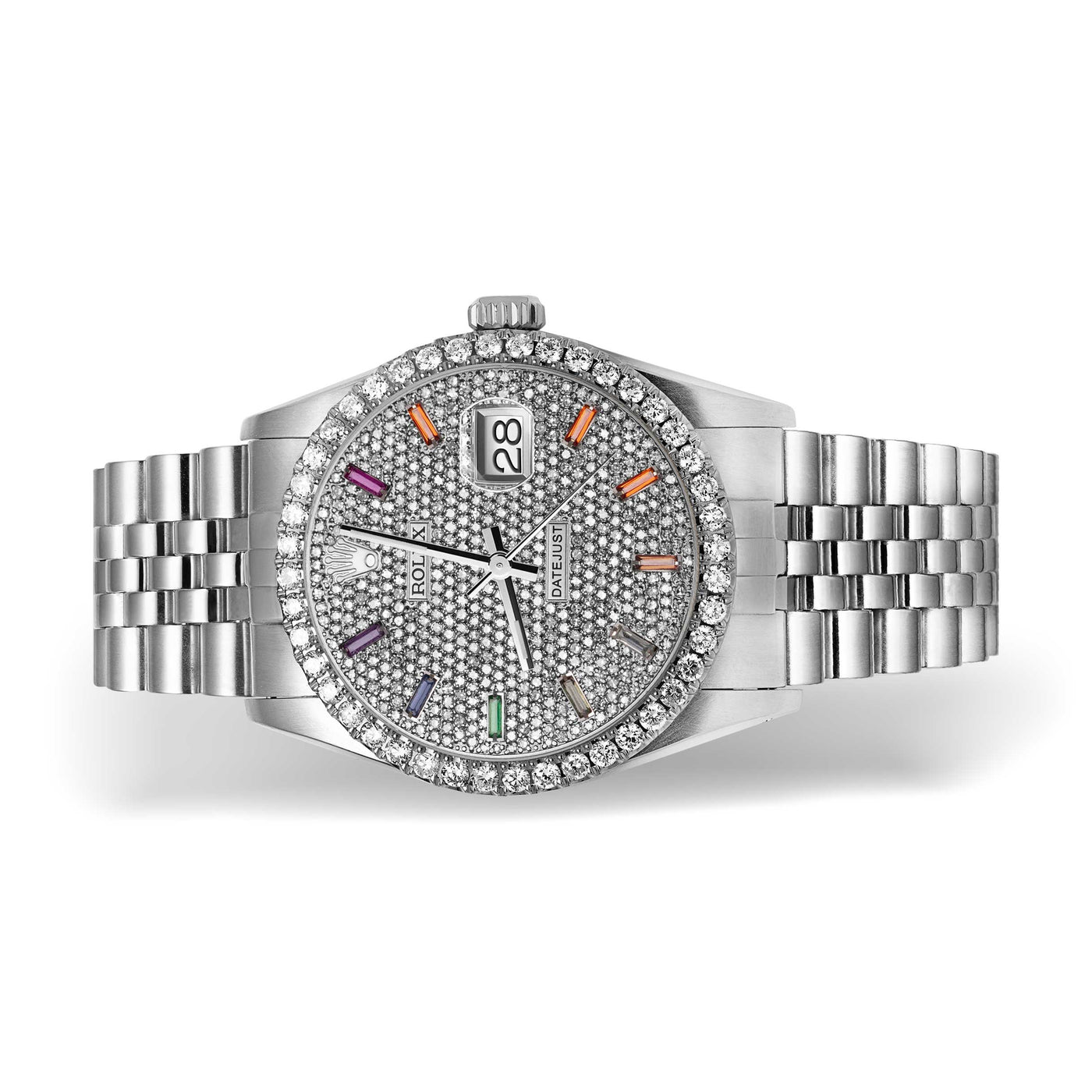 Rolex Datejust Diamond Bezel Watch 36mm Rainbow Silver Dial | 2.60ct