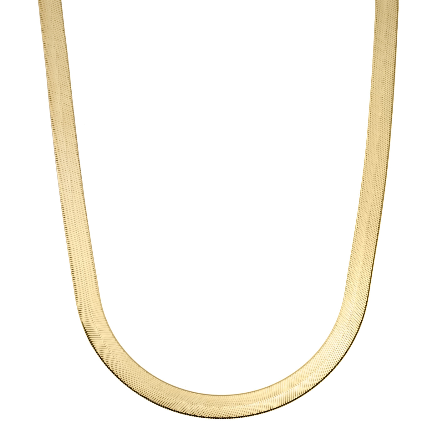 High Polished Herringbone Chain Necklace 14K Solid Yellow Gold