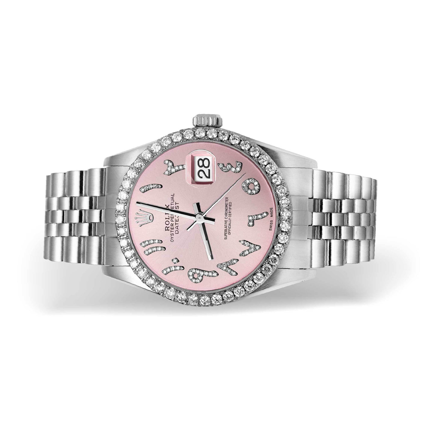 Rolex Datejust Diamond Bezel Watch 36mm Pink Arabic Numeral Dial | 1.25ct