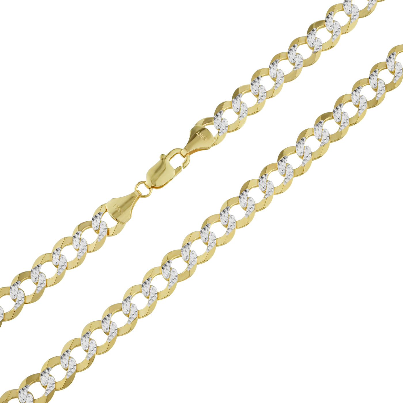 Women's Pave Miami Curb Chain 10K Yellow White Gold - Solid