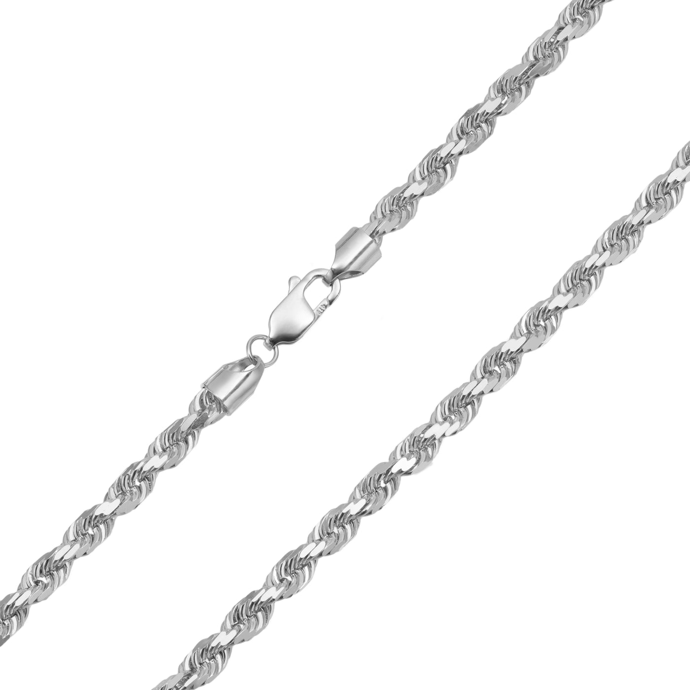 Rope Chain Necklace 10K White Gold - Solid