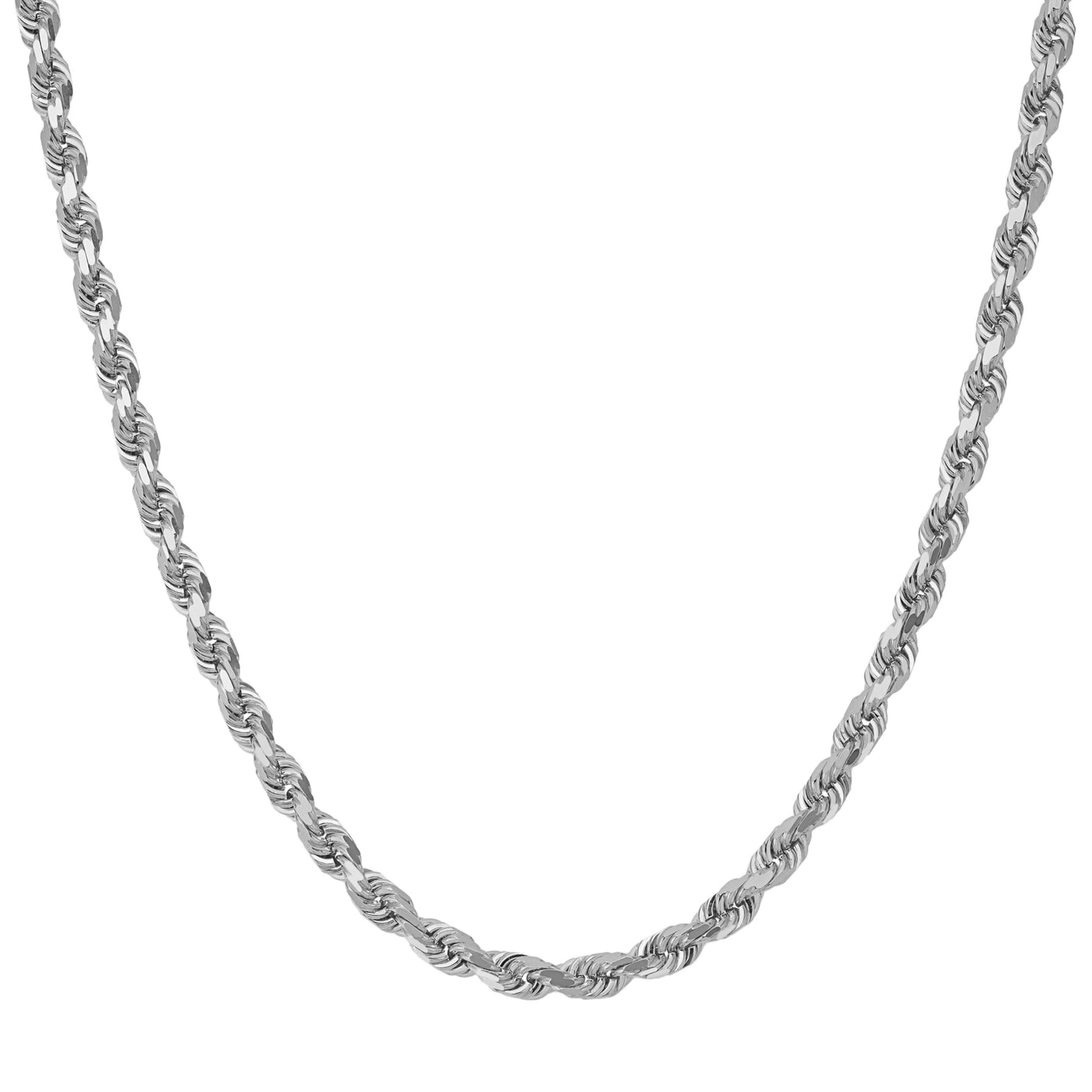 Rope Chain Necklace 14K White Gold - Solid