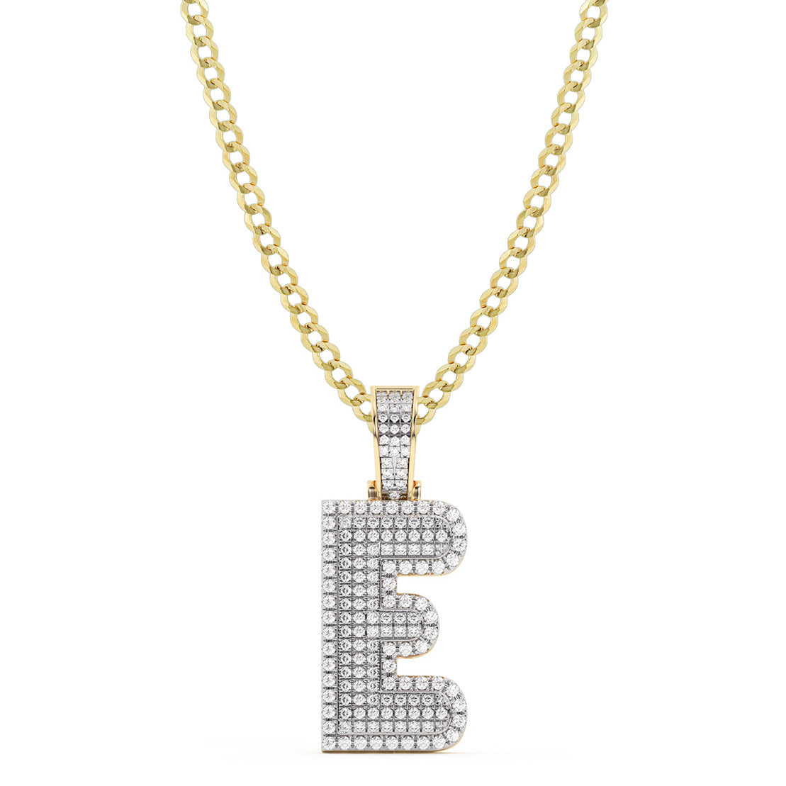 Diamond "E" Initial Letter Necklace 0.35ct Solid 10K Yellow Gold