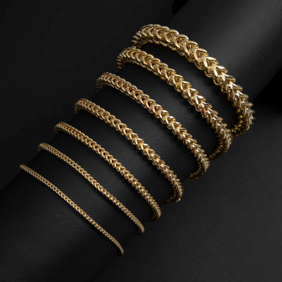Women's Franco Link Bracelet 10K Yellow Gold - Hollow