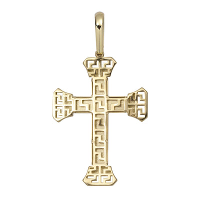 1 3/4" Byzantine Crucifix Jesus Cross Pendant 10K Yellow Gold