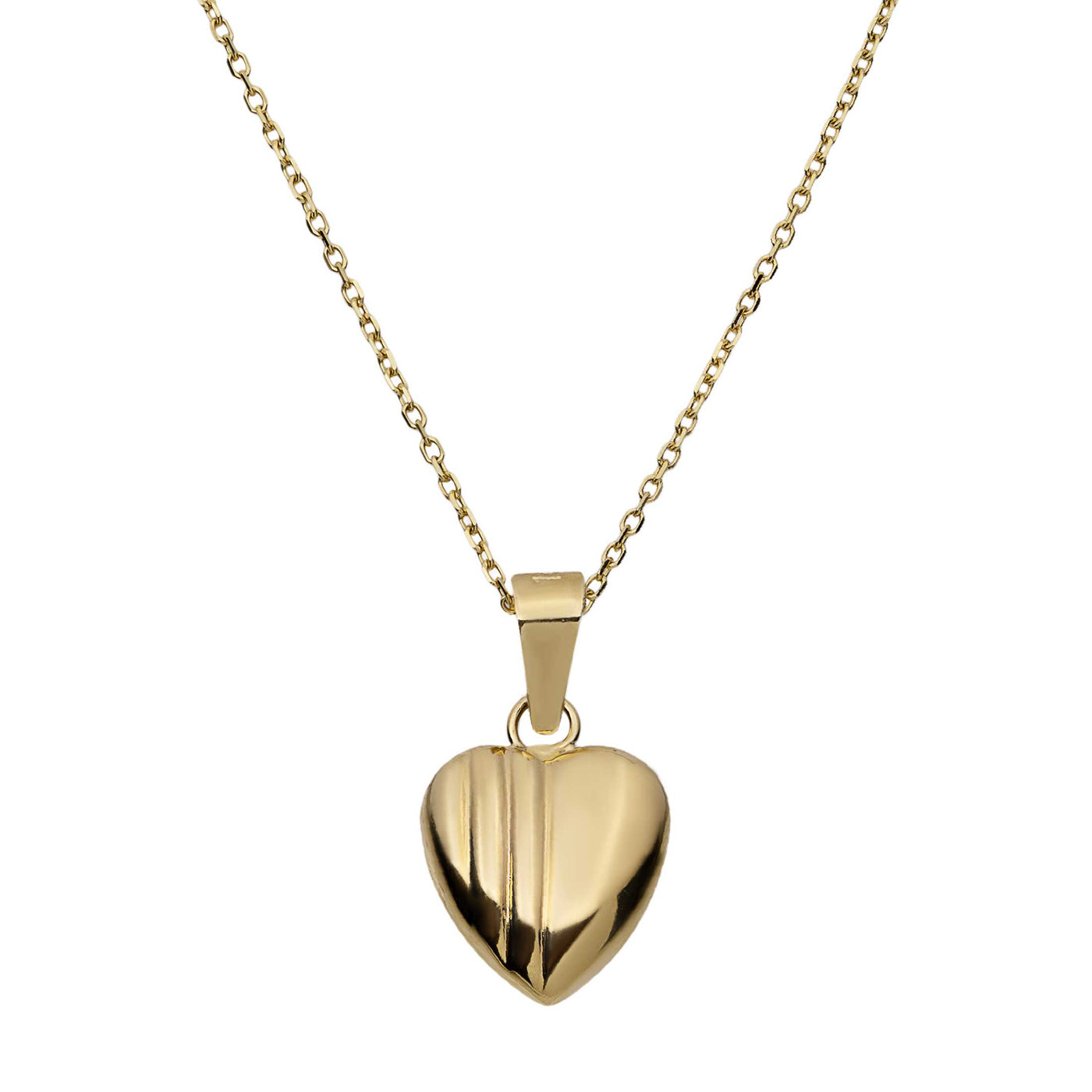 Mini Puffed Heart Pendant Necklace 14K Yellow Gold