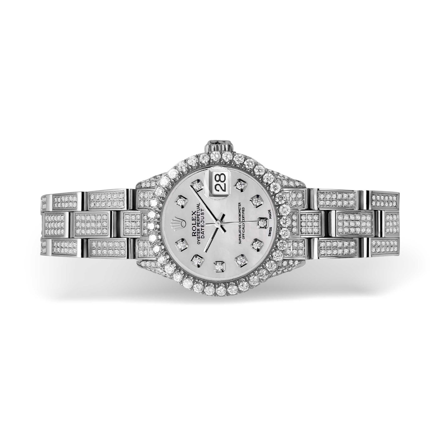 Women Rolex Datejust Diamond Bezel Watch 26mm Mother of Pearl Dial | 6.70ct
