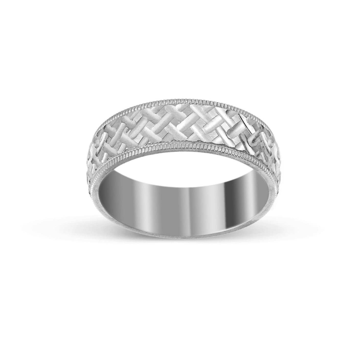 Woven Pattern Comfort Fit Wedding Band Platinum - Solid