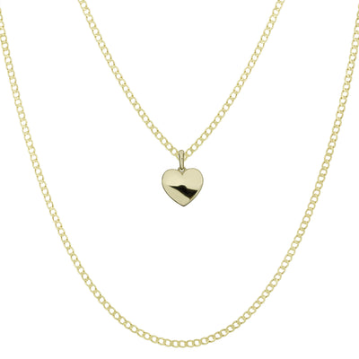 3/4" Shiny Heart Pendant Necklace 10K Yellow Gold