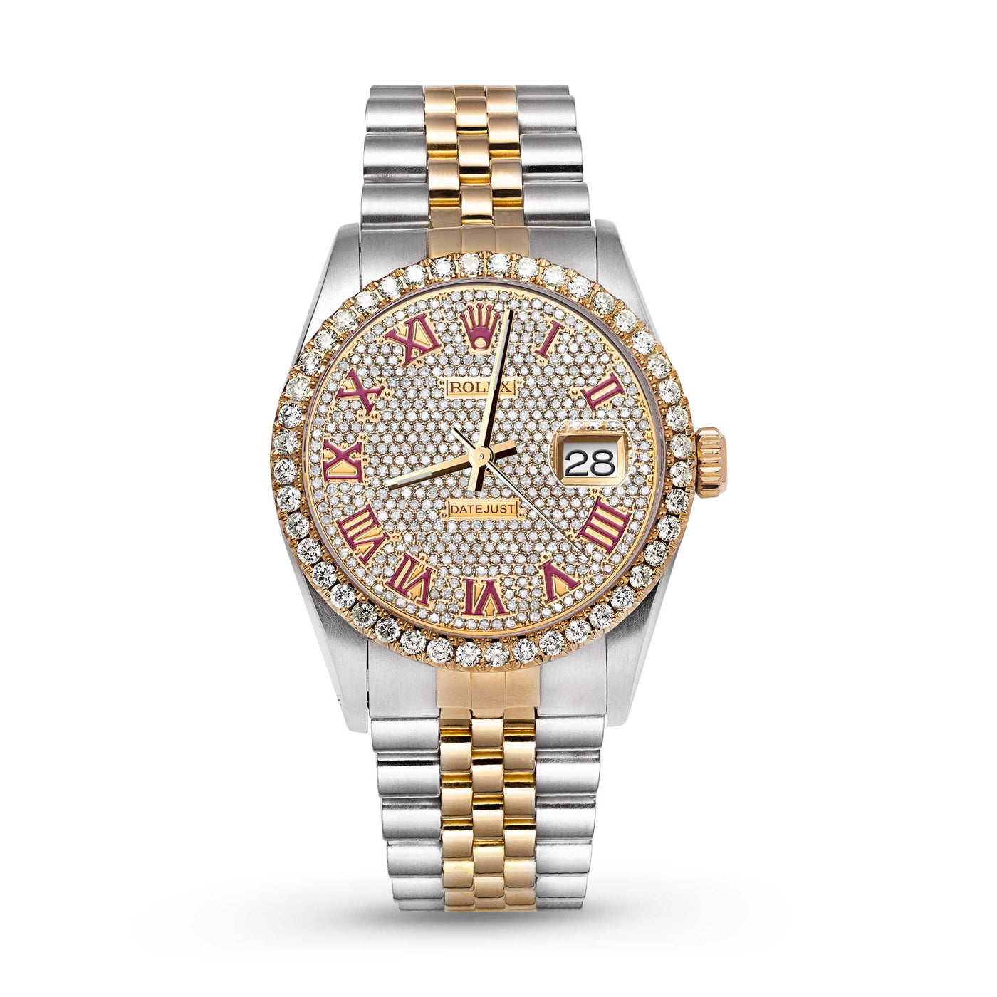 Rolex Datejust Diamond Bezel Watch 36mm Pink Roman Dial | 3.65ct