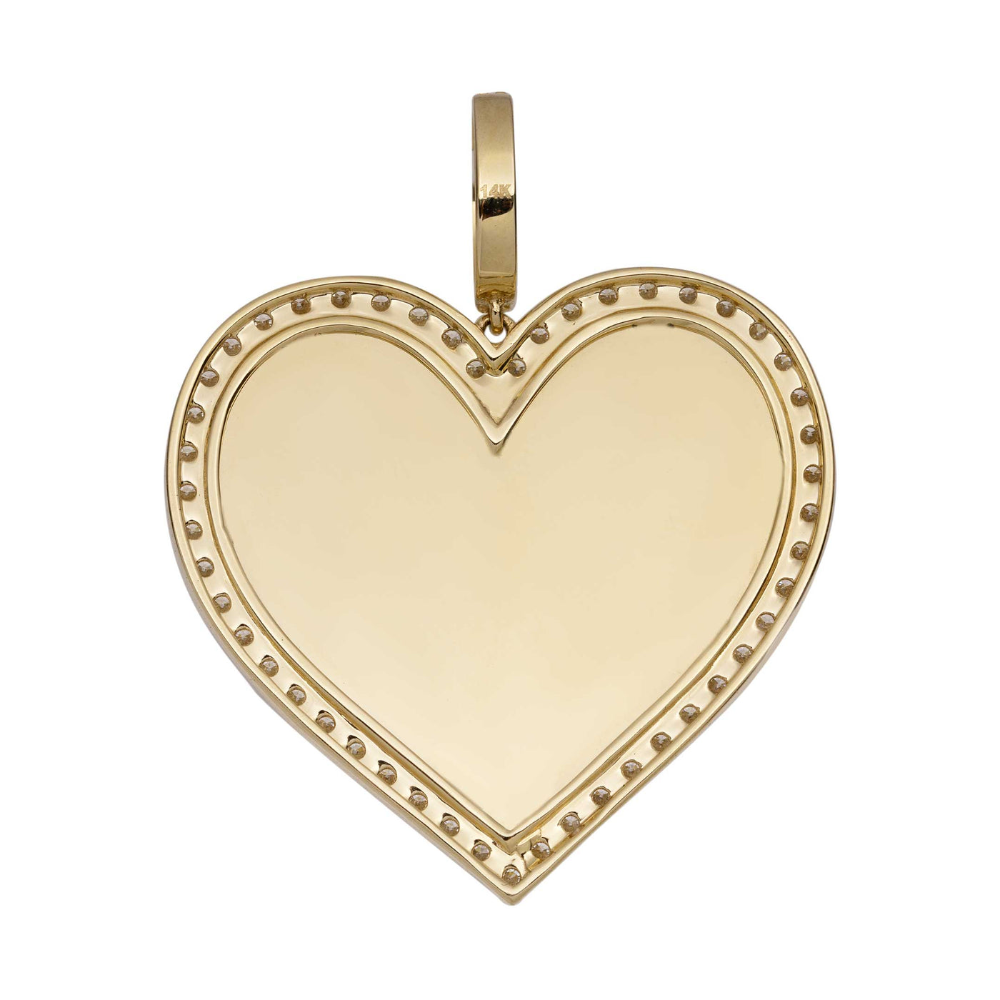 Heart Diamond-Frame Picture Memory Medallion Pendant 14K Yellow Gold