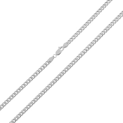 Miami Cuban Link Chain Necklace 10K & 14K White Gold - Hollow