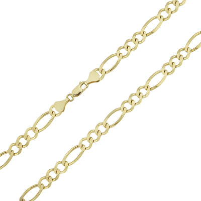 Women's Diamond Cut Figaro Chain 14K Yellow Gold - Solid