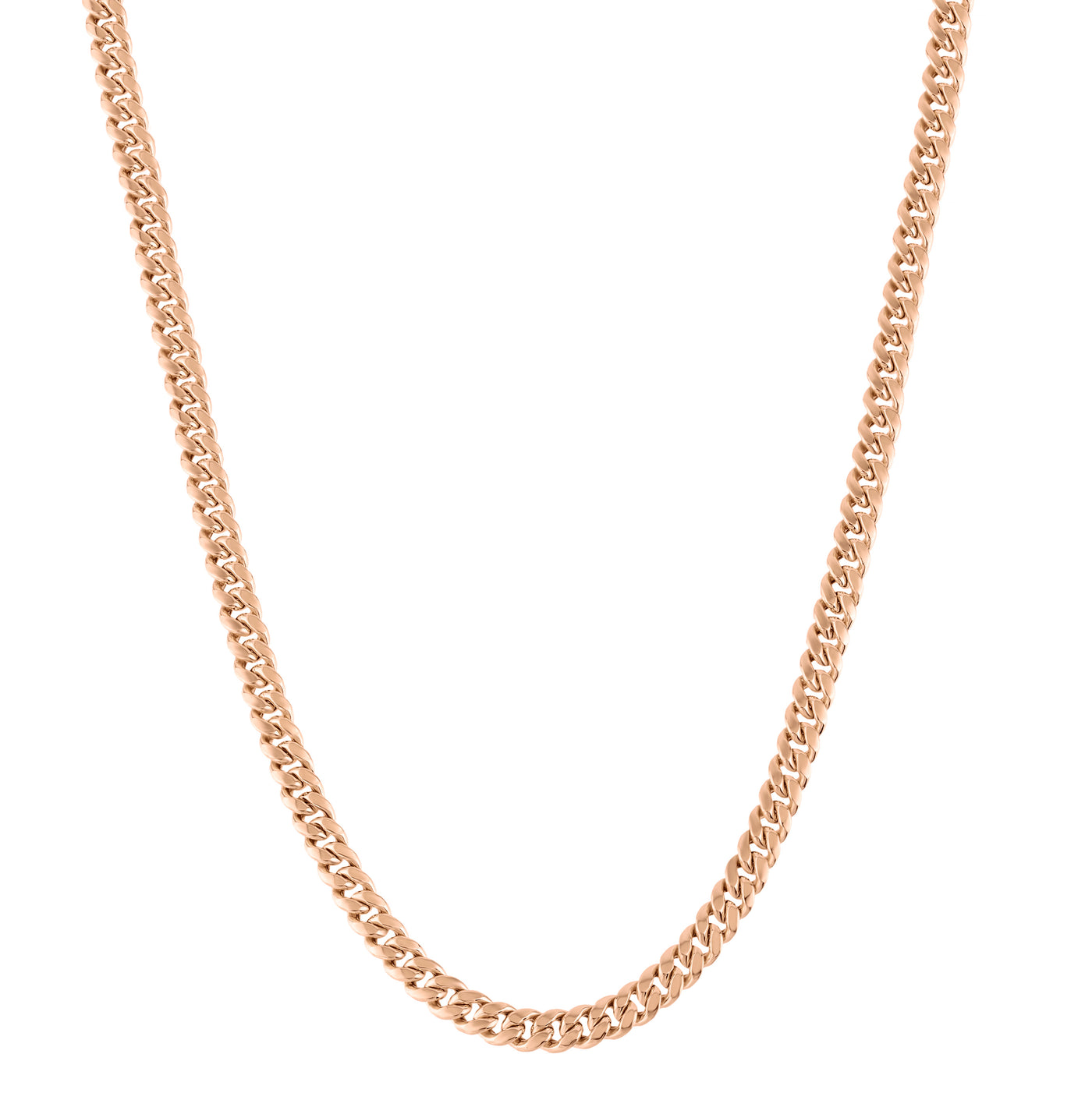 Miami Cuban Link Chain Necklace 10K & 14K Rose Gold - Hollow