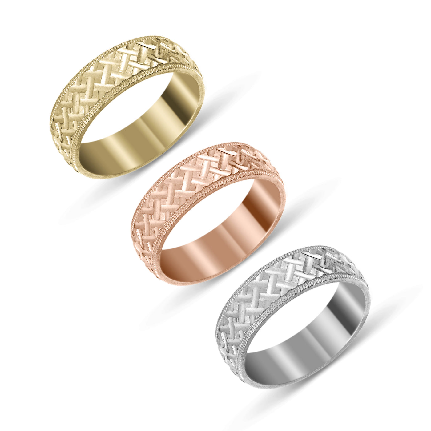 Woven Pattern Comfort Fit Wedding Band Gold - Solid