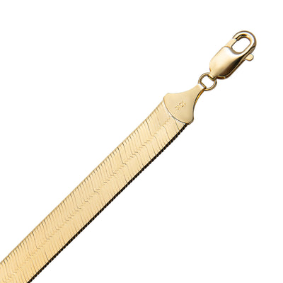 High Polished Herringbone Chain Bracelet 10K & 14K Yellow Gold - Solid