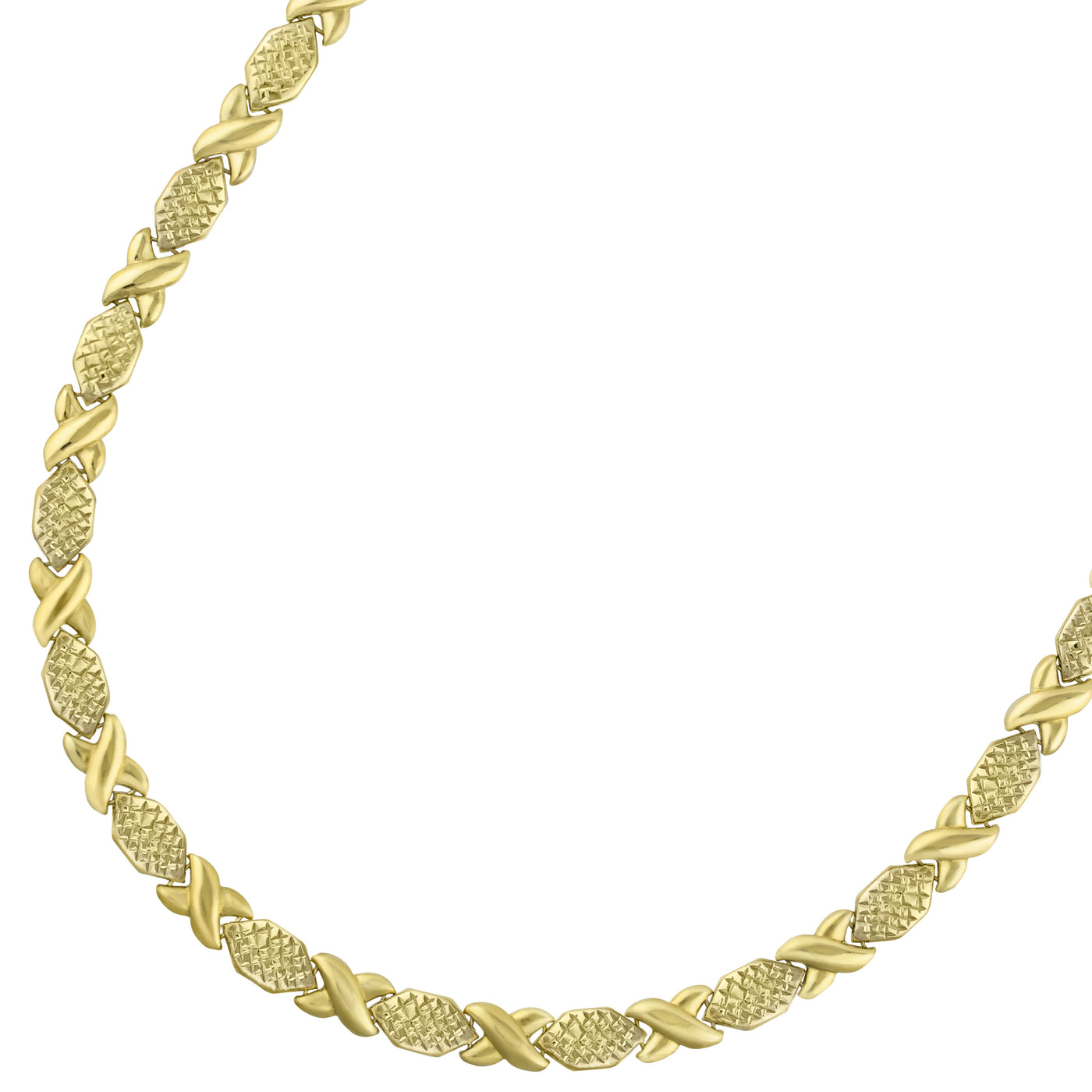 Diamond Cut Hugs and Kisses Stampato Necklace 10K Yellow Gold