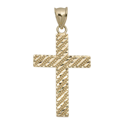 Diamond-Cut Cross Pendant Solid 10K Yellow Gold