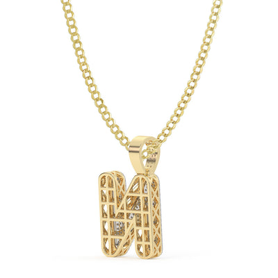 Diamond "N" Initial Letter Necklace 0.52ct Solid 10K Yellow Gold