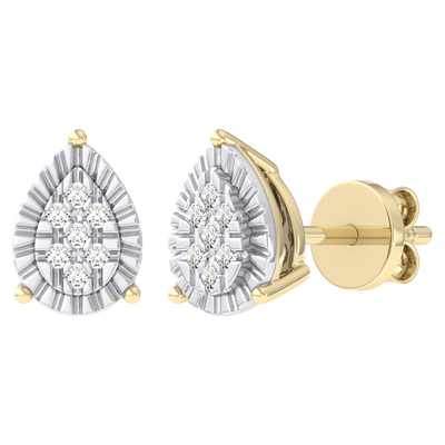 Women's Miracle Plate Pear Shaped Diamond Stud Earrings 0.04ct 14K Gold
