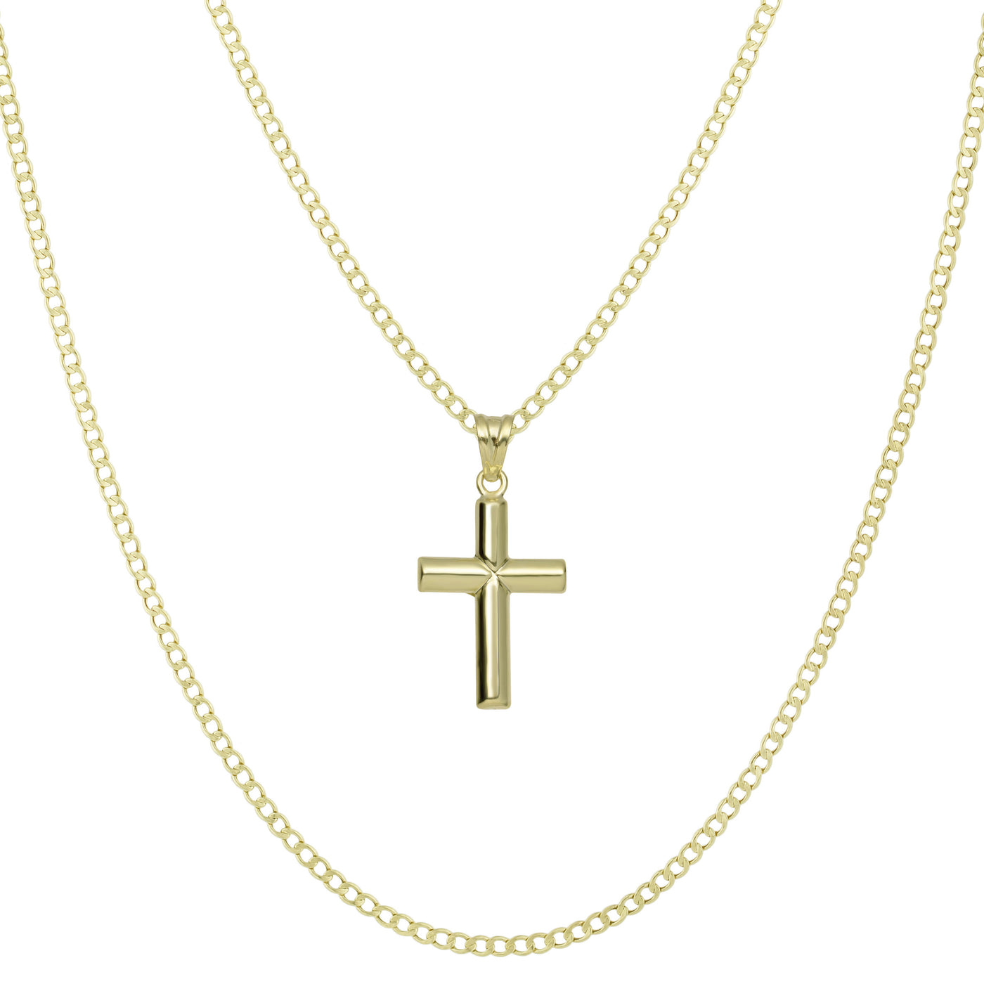 1 3/8" Jesus Cross Crucifix Pendant & Chain Necklace Set 10K Yellow White Gold